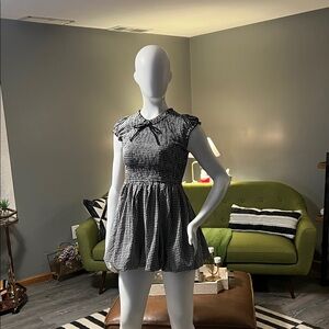 Chic Black and White Gingham Mini Dress